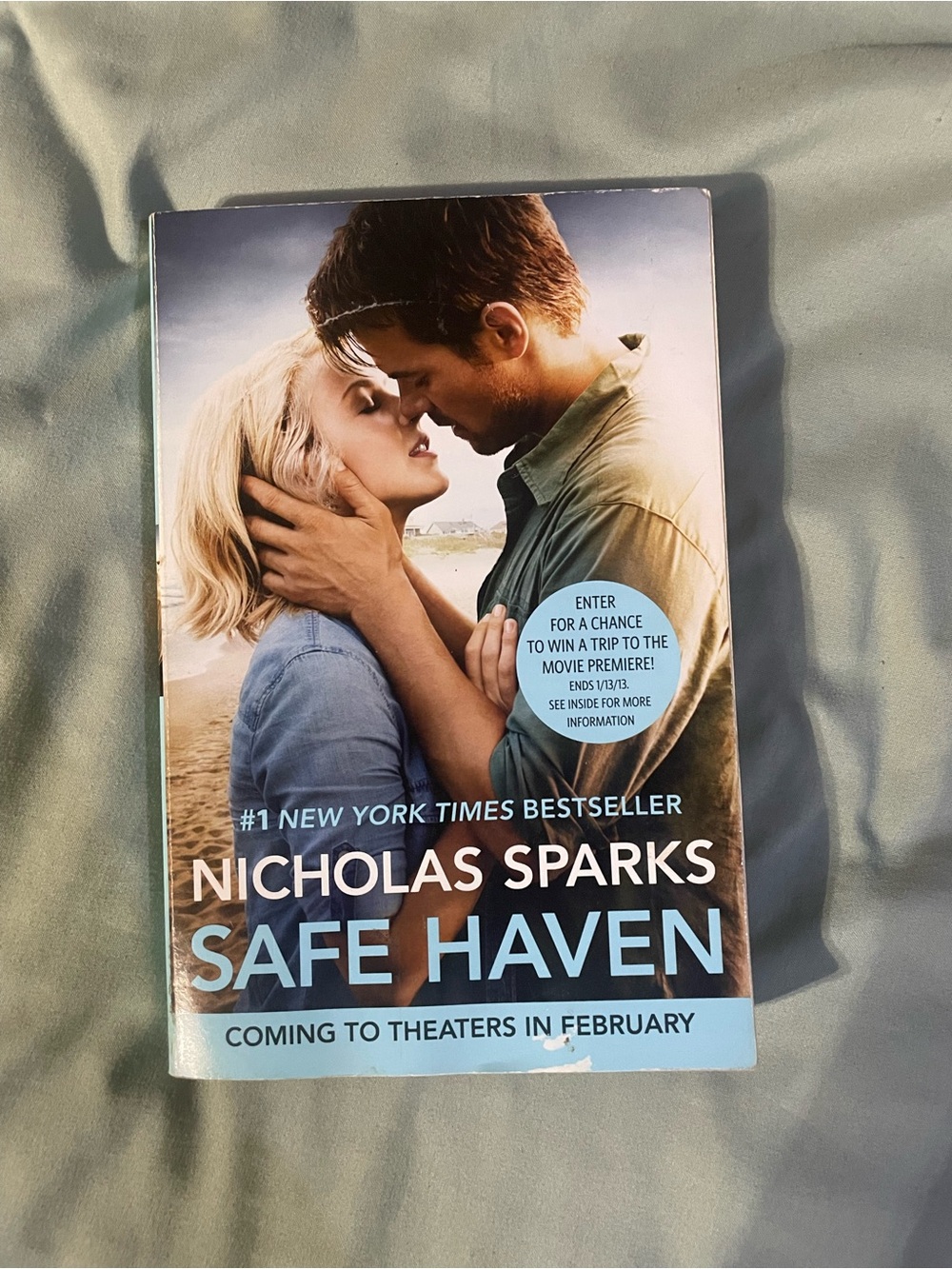 Nicholas Sparks "Safe Haven" Paperback Book - Blue Cover